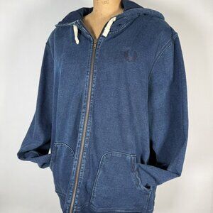 Y2K True Religion Cotton Denim Effect Zip-Up Hoodie